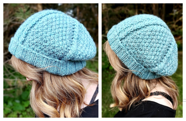 Moss and Vines Slouch Beanie Hat Free Knitting Pattern