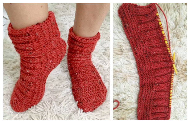 Winter Half Slippers Free Knitting Pattern