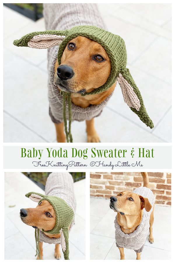 Knit Baby Yoda Dog Sweater & Hat Free Knitting Pattern