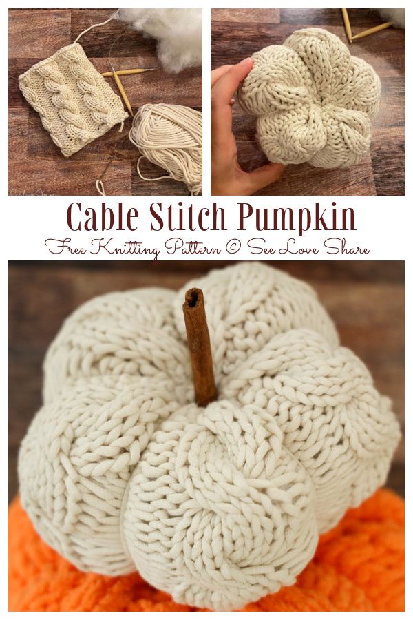 Cable Stitch Pumpkin Free Knitting Patterns