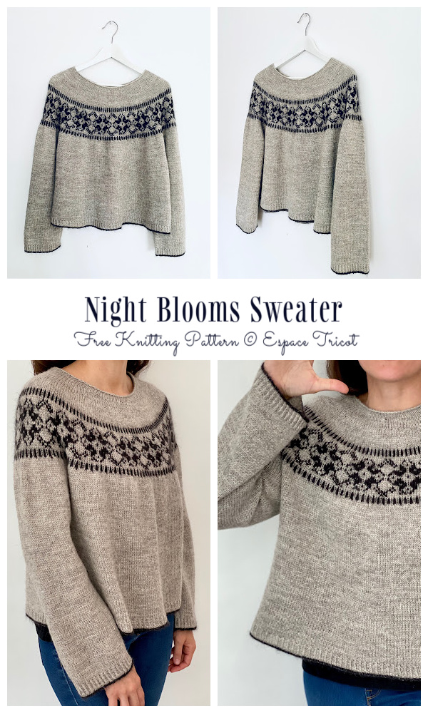Night Blooms Sweater & Hat Set Free Knitting Patterns