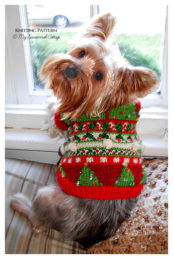 Christmas Trees Dog Sweater Knitting Pattern