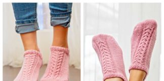 Easy One-Piece Flat Cable Socks Free Knitting Pattern