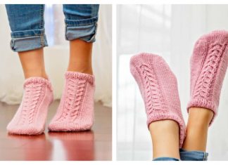 Easy One-Piece Flat Cable Socks Free Knitting Pattern