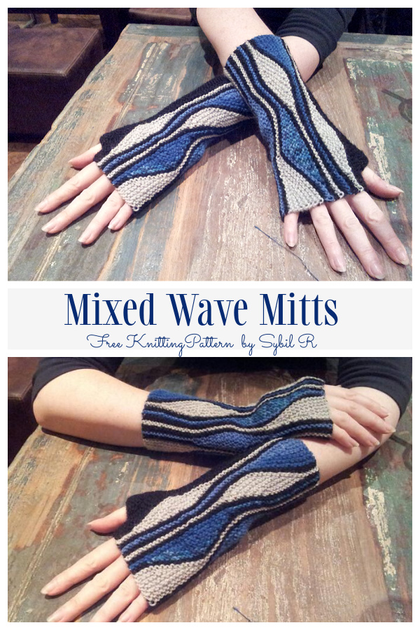 Mixed Wave Mitts Free Knitting Patterns