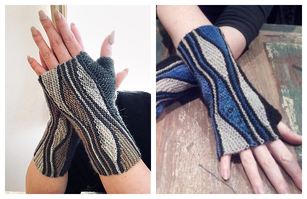 Mixed Wave Mitts Free Knitting Patterns