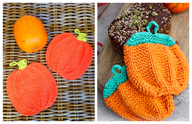 Pumpkin Potholders Free Knitting Patterns