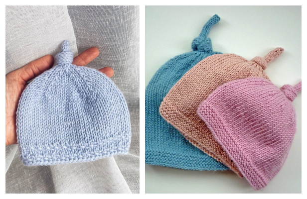 Top Knot Baby Beanie Hat Free Knitting Pattern - Knitting Pattern