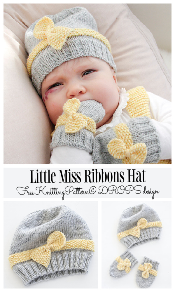 Knit Little Miss Ribbons Hat Free Knitting Patterns