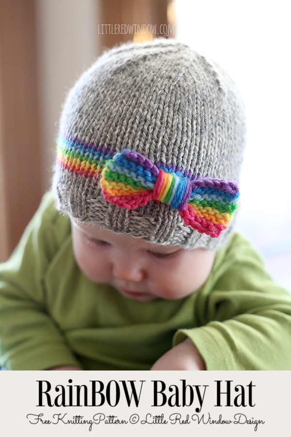 Knit RainBOW Baby Hat Free Knitting Patterns