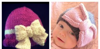Knit Baby Bow Hat Free Knitting Patterns