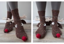 Christmas Rudolph Socks Free Knitting Patterns