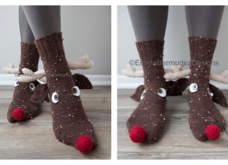 Christmas Rudolph Socks Free Knitting Patterns