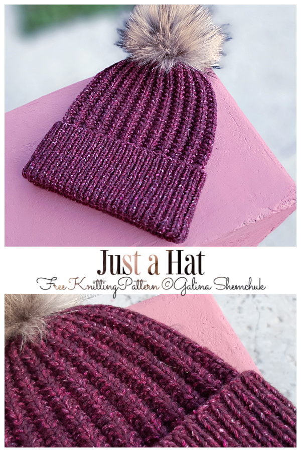 Classic Just a Hat Ribbed Hat Free Knitting Pattern 