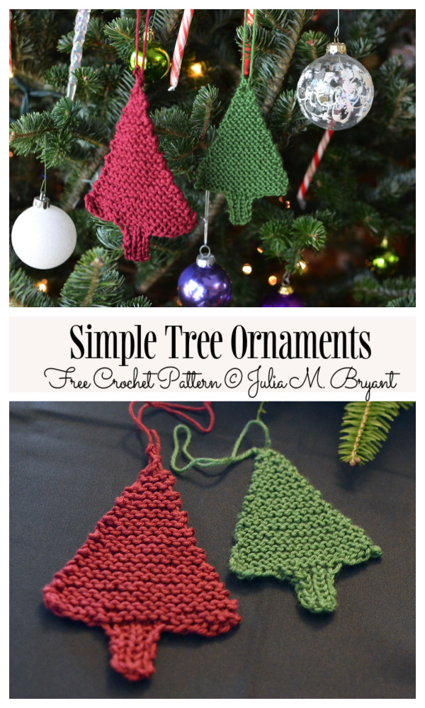 Simple Christmas Tree Ornament Free Knitting Patterns