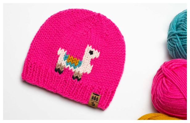 Little Llama Beanie Hat Free Knitting Pattern