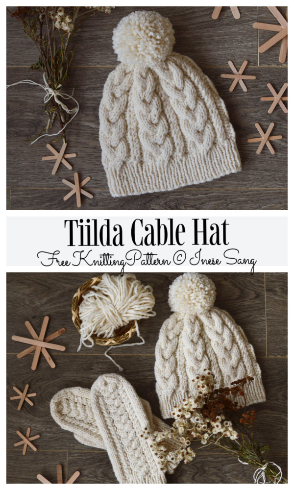 Knit Tiilda Cable Hat Free Knitting Pattern