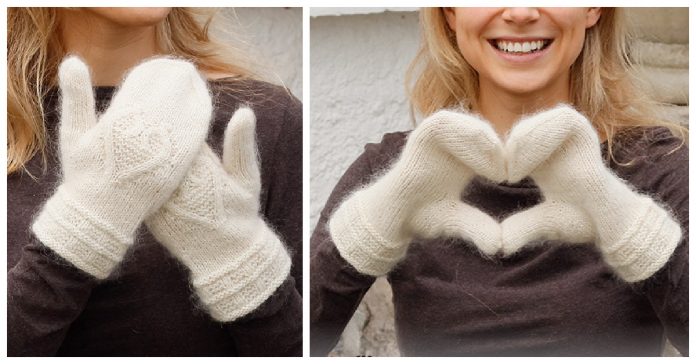 Valentine Heart Mittens Free Knitting Pattern