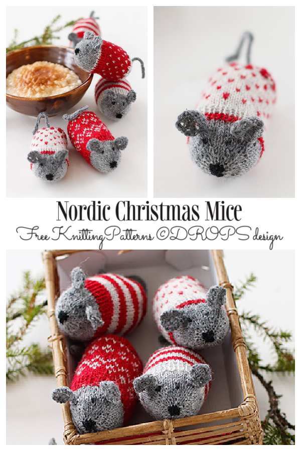 Amigurumi Nordic Christmas Mice Free Knitting Patterns
