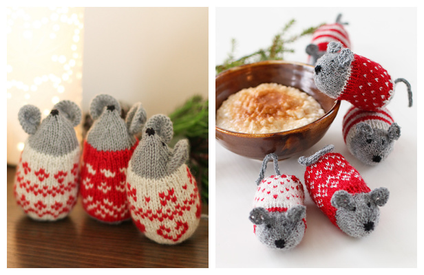 Amigurumi Christmas Mice Free Knitting Patterns