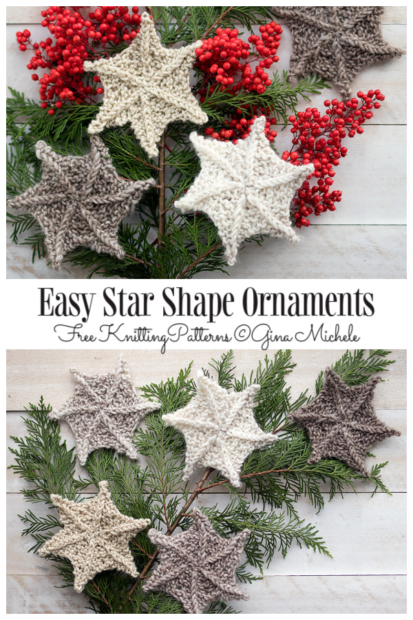 Easy Star Shape Ornaments Free Knitting Patterns