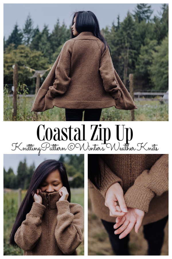 Coastal Zip Up Sweater Coat Knitting Pattern