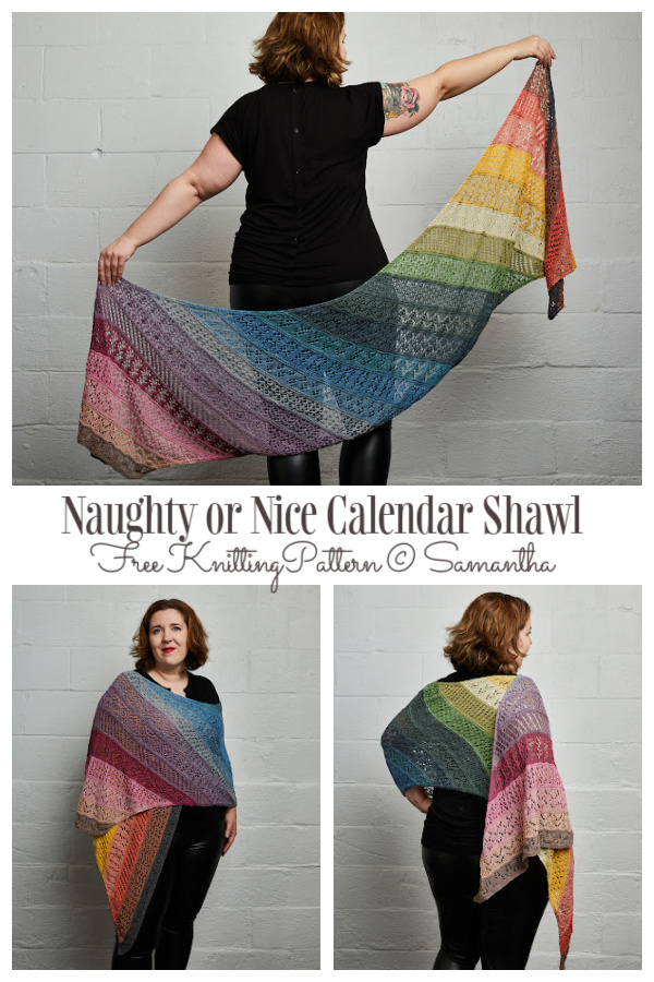 Naughty or Nice Calendar Shawl Free Knitting Pattern