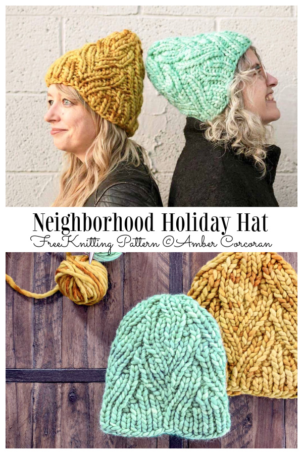 Chunky One Skein Neighborhood Holiday Hat Free Knitting Pattern