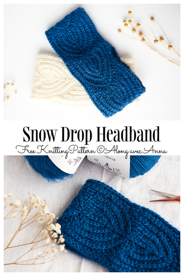 Snow Drop Headband Free Knitting Pattern