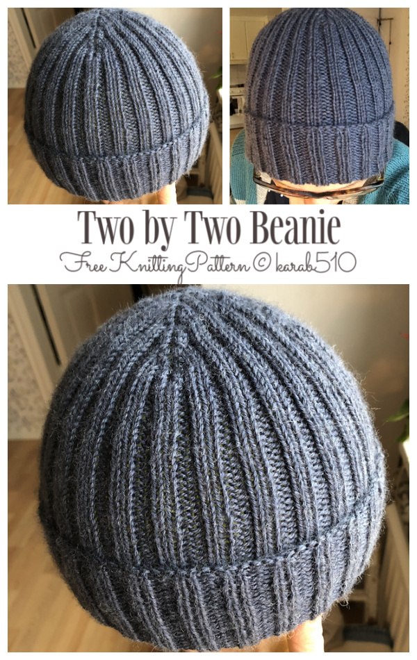 Knit Two by Two Beanie Hat Free Knitting Pattern