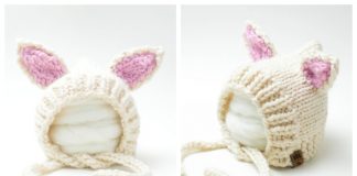 Knit Bunny Pixie Bonnet Hat Free Knitting Pattern