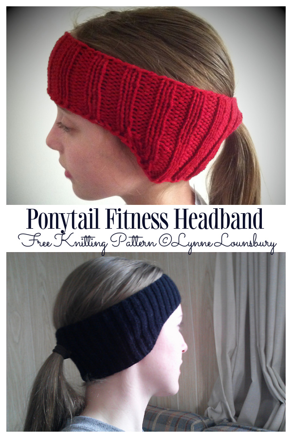 Knit Ponytail Fitness Headband Free Knitting Pattern