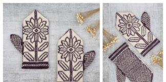 Knit Floral Motif Colorwork Mittens Knitting Pattern
