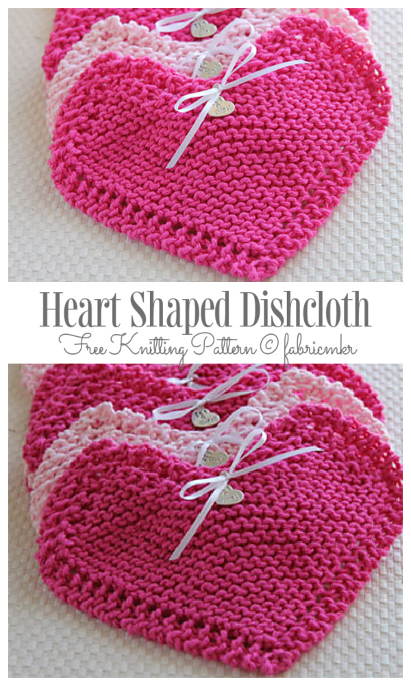 Grandma's Favorite Heart Shaped Dishcloth Free Knitting Patterns