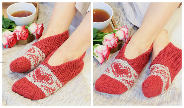 Knit Heart Slippers Free Knitting Pattern