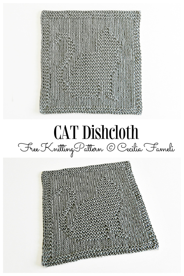 Kitty Cat Dishcloth Free Knitting Patterns