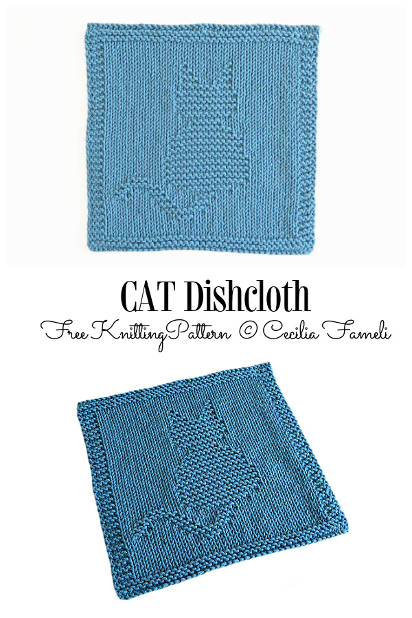 Kitty Cat Dishcloth Free Knitting Patterns