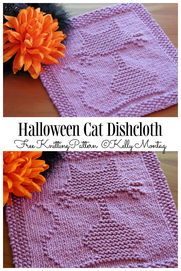 Halloween Cat Dishcloth Free Knitting Patterns