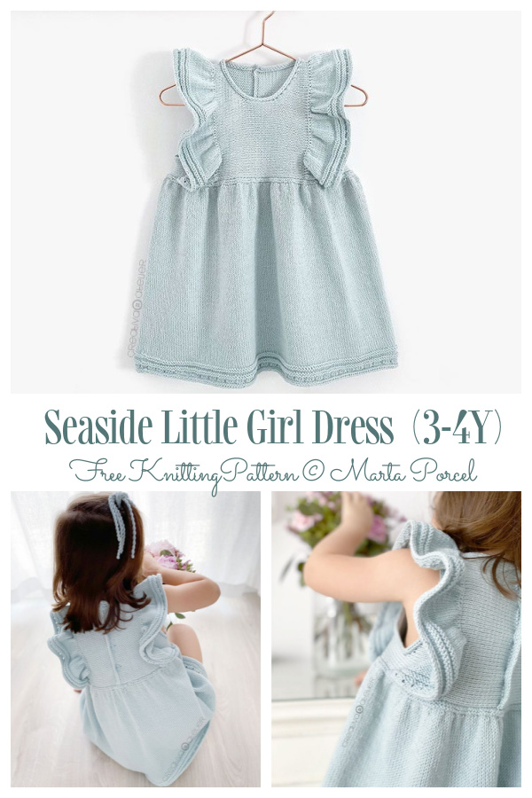 Knit Seaside Little Girl Dress Free Knitting Pattern (3-4Y)