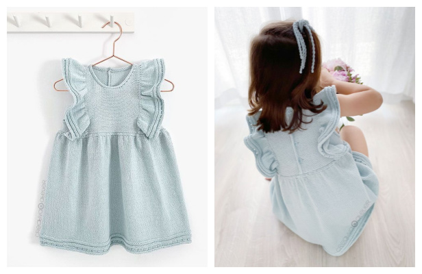 Knit Seaside Little Girl Dress Free Knitting Pattern (3-4Y)