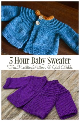 5 Hour Baby Sweater Cardigan Free Knitting Pattern (0-6 M) - Knitting ...