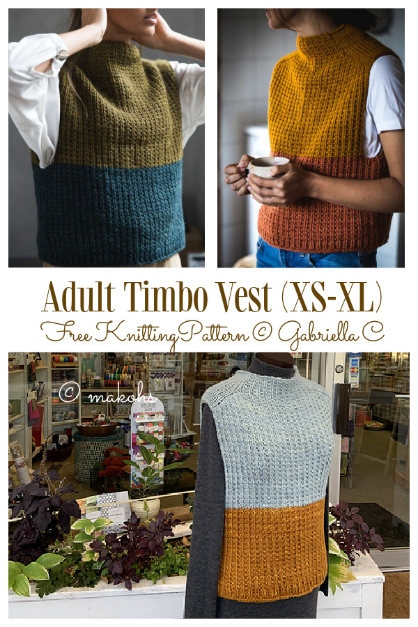 Knit Adult Timbo Vest Free Knitting Pattern(XS-XL)
