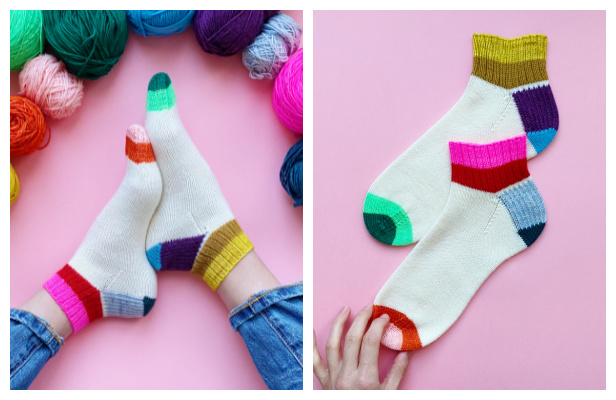 Scrappy Weekend Shorty Socks Free Knitting Pattern