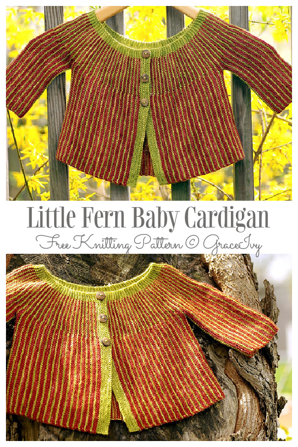 Knit Little Fern Baby Cardigan Free Knitting Pattern