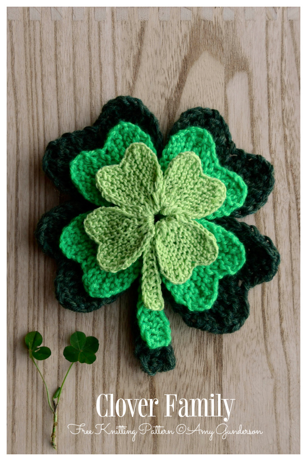 Knit Clover Family Free Knitting Patterns