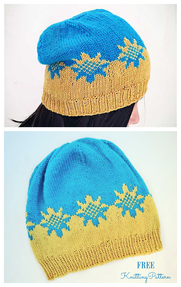Knit Sunflower Hat Free Knitting Pattern