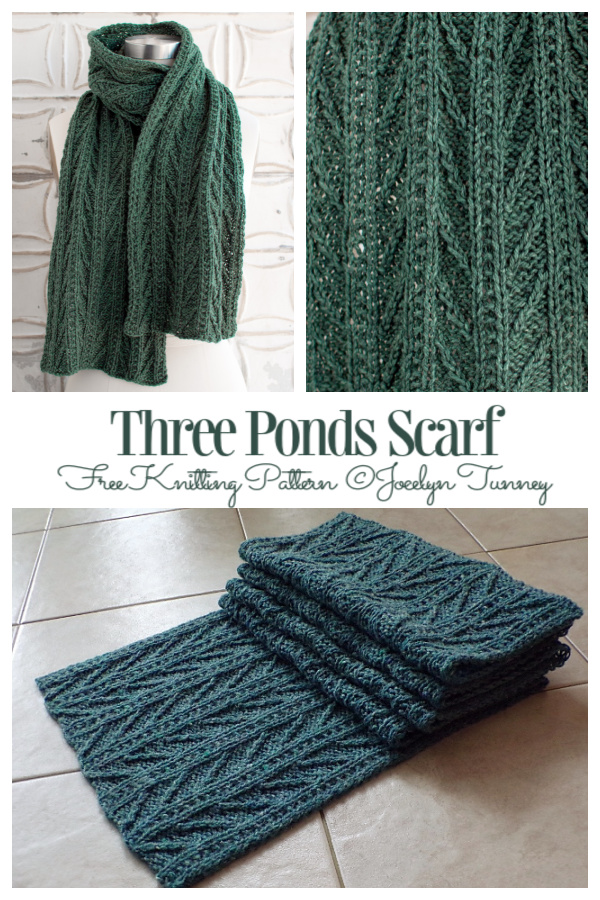 Knit Three Ponds Scarf Free Knitting Pattern