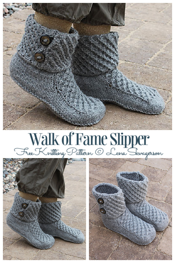 Knit Star Stitch Walk of Fame Slipper Free Knitting Pattern