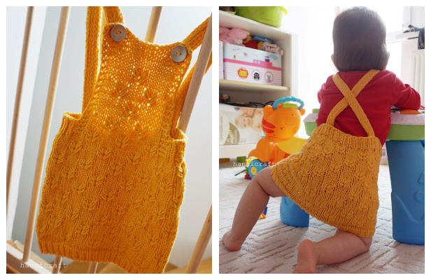 Little Gardener's Pinafore Dress Free Knitting Pattern
