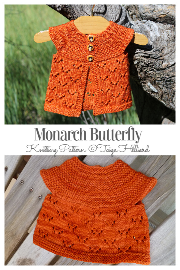 Monarch Butterfly Light Kids Cardigan Knitting Patterns